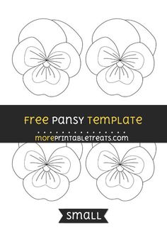 four flower petals with the word free pansy template on top and small flowers below