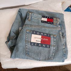 New Display Condition, Light Spots At Waist From Storage Waist 38 " Inseam 34" Rise 12" Light Spots, Vintage Tommy Hilfiger, Tommy Hilfiger Jeans, Baggy Jeans, Baggy Fits, Jeans Fit, Mens Jeans, Tommy Hilfiger, Man Shop