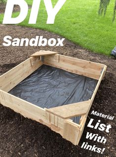 the diy sandbox is sitting in the dirt