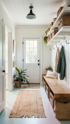 the entryway is clean and ready for us to use as a storage area in the house