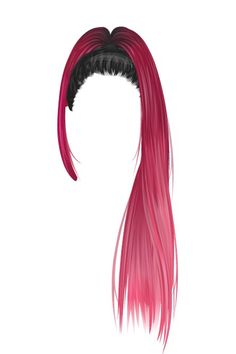 a drawing of a woman's head with long pink and black hair on it