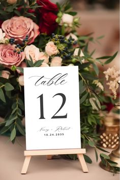 the table numbers are displayed on easers with flowers