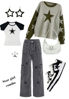 Star Shoes Outfit, Star Girl Clothes, Stargirl Crochet, Star Inspired Outfits, Star Jeans Outfit, Star Girl Aesthetic Outfits, Star Girl Outfit, Billie Outfits, Clara Core