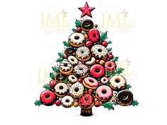 Happy New Year Creative, Donut Stack, Donut Tree, New Year Creative, Donut Art, Creating Stickers, Christmas Donuts, Tree Design, Png Transparent Background