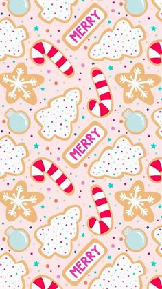 Christmas Cookie Wallpaper Iphone, Janurary Wallpaper, Cute Christmas Wallpapers Aesthetic Ipad, Christmas Cookie Background, Candy Christmas Aesthetic, Holiday Background Aesthetic, Wallpaper Navidad Aesthetic, Christmas Kawaii Wallpaper, Girly Winter Wallpaper Iphone