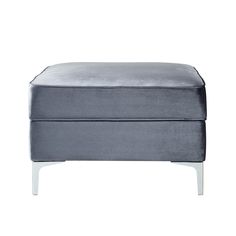 the footstool in grey velvet with metal legs