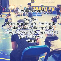 people sitting in chairs on a basketball court with a quote from the wrestler's prayer