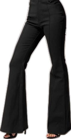 Black Flare Bootcut Pants-Pants-Branded Envy Trendy Fitted Straight Leg Bottoms, Trendy Mid-rise Fitted Pants, Trendy Fitted Mid-rise Pants, Trendy Elastane Fitted Bottoms, Trendy Fitted Trousers, Trendy Fitted Elastane Bottoms, Casual Elastane Pants With Belt Loops, Fitted Solid Jeans, Casual Fitted Bottoms For Night Out