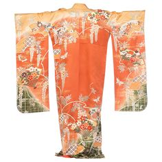 1970S Floral Japanese Print With Fans Kimono Japanese Culture Art, Kimono Patterns, Pretty Kimonos, Embroidered Robes, Yukata Kimono, Japanese Print, 70s Floral, Kimono Pattern, Victorian Lace