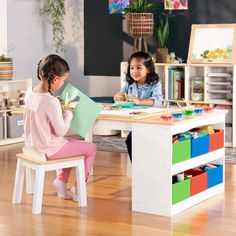 Kids Arts and Crafts Table and Chair Set Desk For Two Kids, Drawing Station, Kids Craft Table, Organization Playroom, Kids Art Table, Paint Cups, Kids Workspace, Crafts Table, Teacher Vibes