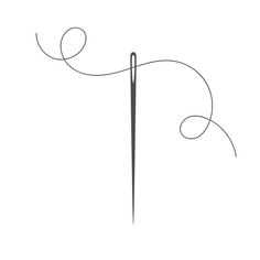 a black and white drawing of a long handled knitting needle with swirls on it