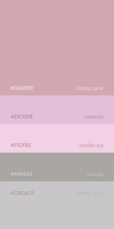 the color palette is pink, grey, and white with different names on it's sides