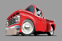 an old red pickup truck with chrome wheels and rims on the front wheel drive