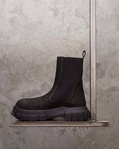 ick Owens reimagines the chelsea boot with a chunky rubber sole. Now available in-store and online @thelncc @rickowensonline #rickowen Chelsea Boot, Black Sneaker, All Black Sneakers, All Black, Rubber Sole