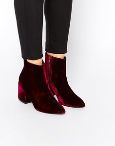 ASOS | ASOS RADIO STAR Pointed Velvet Ankle Boots at ASOS Pointed Ankle Boots, Trending Boots, Stylish Boots, Dwayne Johnson, Crazy Shoes