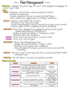 an image of a text description for the main stages of pain management and how to use it