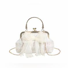 Prom Bag, Handbags White, Bow Clutch, Casual Chique, Fabric Handbags, Plaid Bow, Fancy Bags, Gold Fabric, Evening Clutch Bag