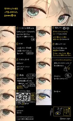 an anime character's eyes and eyebrows