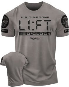 089. Lift O'Clock Funny Motivational Workout T-Shirt for Men T-Shirt Warm Grey with Sleeve Logo T-Shirt GYMISH LIFESTYLE Gym Cricut Projects, Hoodie Summer Outfit, Gym T Shirt Design, Workout Shirts With Sayings, Gym Tshirt Design, Grunt Style Shirts, Workout Funny, Gym Posters, Manly Fashion