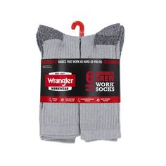 When your feet are on the job all day, you need socks that can keep up. The Wrangler Men's Cushion Crew Socks are built tough for superior comfort and long-lasting durability. With a stay-up welt, arch support for midfoot comfort, and added spandex, these men's crew socks hug your feet securely without slipping, bunching or binding - allowing you to work hard without distractions. Foot fatigue can slow you down, which is why we've incorporated full cushioning along the entire foot bed of our soc Work Socks, Mens Crew Socks, Work Uniforms, Mens Workwear, Foot Bed, Day Work, Mens Socks, Recycled Cotton, Arch Support