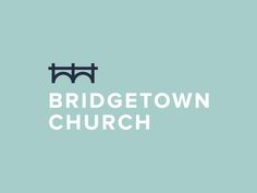 the bridgetown church logo is shown on a light blue background with white lettering that reads,