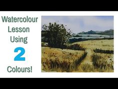 watercolor lesson using 2 colours for beginners to learn how to paint the landscape