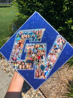 Grad cap graduation cap decor decorating decoration senior year highschool college Cap Decoration Graduation Pictures, Football Grad Cap Ideas, Preppy Graduation Cap, Uconn Grad Cap, Northeastern Graduation Cap, Photo Collage Grad Cap