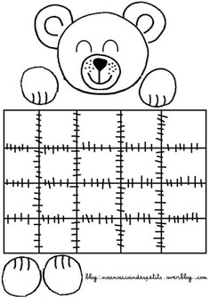 a teddy bear holding a puzzle piece with numbers on the front and back side, in black and white