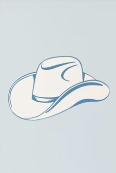 a white cowboy hat on a blue background