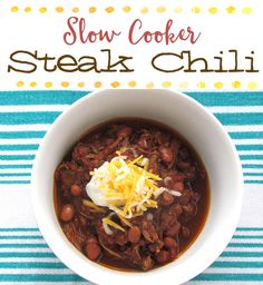 a bowl of slow cooker steak chili