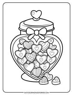 valentine's day candy jar coloring page