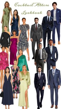 a collage of people in formal attire and ties, all wearing different colored outfits