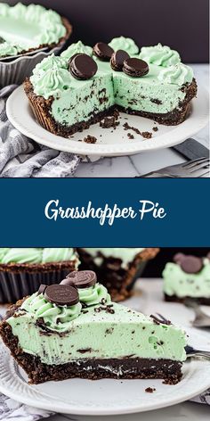 This Grasshopper Pie is a creamy, no-bake dessert featuring a cool mint filling nestled in a chocolate cookie crust. Perfect for warm days or festive gatherings, it’s a refreshing and indulgent treat. Frozen Grasshopper Pie, Grasshopper Pie Recipe, Mint Pie, Grasshopper Cookies, Chocolate Cookie Crust, Grasshopper Pie, Chocolate Crust, Chocolate Sandwich Cookies, Dessert Options