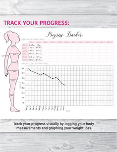 a woman's body and weight chart with the words progress tracker written on it