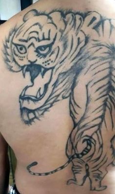 a man with a tiger tattoo on his back