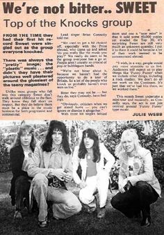 an old newspaper article about the band's album, we're not bitter sweet top of the rocks group