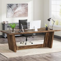 70.8 - Inch Executive Desk Big Wooden Work Desk, Cozy Workstation, Mans Home Office, Modern Retro Office, Home Office Wood Desk, Unique Office Desk, Large Wooden Desk, Rooms Simple, Wood Executive Desk