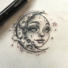 Planet Tattoo Blueprint Pack Tattoo Of Womens Face, Large Shoulder Tattoos For Women, Celestial Tattoos For Women, Back Star Tattoos, Tattoos To Represent Your Children, Unique Chest Tattoo Female, Moon With Face Tattoo, Space Themed Tattoos, Head In The Clouds Tattoo