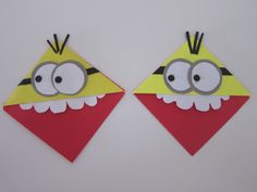 two pieces of paper that have been made to look like angry birds