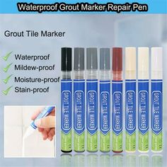 four different types of waterproof gutter repair pen with instructions on how to use them