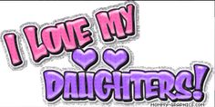 i love my daughters sticker in pink and purple with hearts on the bottom corner