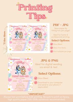 an info sheet with instructions for how to use the printables on this page