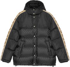 Jacket Reference, Gucci Coat, Mens Facial, Mens Down Jacket, Gucci Monogram, Black Down, Padded Coat