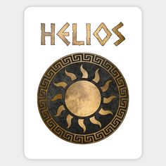 a poster with the words hellos in gold and black on it, as well as an image of a sun