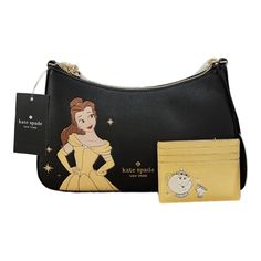 Disney X Kate Spade Beauty And The Beast Convertible Crossbody And Small Slim Card Holder. Brand New With Tags, Never Used. Still In Packaging! Enjoy The "Tale As Old As Time" With This Gorgeous Set! Convertible Crossbody Features Belle In Her Beautiful Yellow Evening Gown With Sparkling Stars. The Card Holder Pairs So Perfectly With The Bag As It Also Has Sparkling Stars, And The Yellow Color Matches Belle's Dress. This Adorable Card Holder Features Mrs. Potts And Chip. Crossbody Details: Measu Belle's Dress, Yellow Evening Gown, Mrs Potts And Chip, Novelty Handbags, Mrs Potts, Kate Spade Disney, Yellow Purses, White Crossbody Bag, Tale As Old As Time