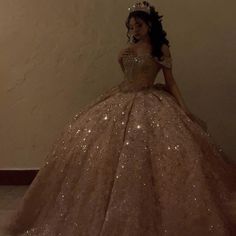 Sparkly Rose Gold Ball Gown Quinceanera Dress With Bow 2024 Sweetheart Applique Bead Birthday Party Quiencenara Dress, Gold And Pink Dress, Quinceanera Aesthetic, Rose Gold Ball Gown, Gold Quince Dress, Rose Gold Quinceanera Dresses, Gold Ball Gown, Xv Ideas, Ball Gown Quinceanera Dresses