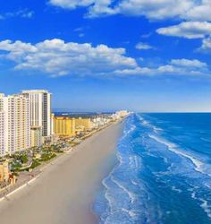 an aerial view of the beach and hotels in daytona beach, floriganized