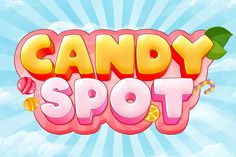 the words candy spot are painted in bright colors