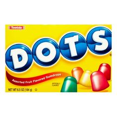 a box of dots candy on a white background