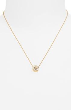 The iconic logo punctuates a pretty chain in this wear-everywhere necklace. 16" length; 2" extender; 1/4" pendant diameter Goldtone plate/enamel Imported Tory Burch Necklace, Cute Necklaces, Birkenstock Boston Shearling, Jewelry To Buy, Boston Shearling, Tory Burch Kira, Stacked Necklaces, Pretty Skin Care, Necklaces Gold